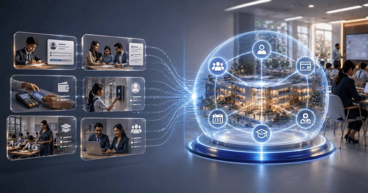 Connected school operating system compared with fragmented school management software